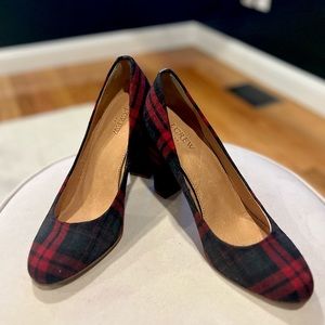 J. Crew Wool and Leather Plaid Pumps